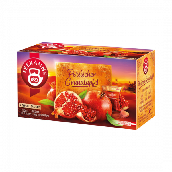 Teekanne Früchtegarten Persischer Granatapfel, 20 Teebeutel im Kuvert